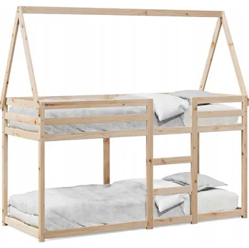 Dětská postel Patrová dětská postel s domečkem, borovice, 195,5 x 95,5 x 112 cm