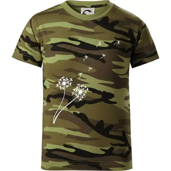 Pampeliška - Dětské maskáčové triko - 146 cm/10 let ( Zelený maskáč )