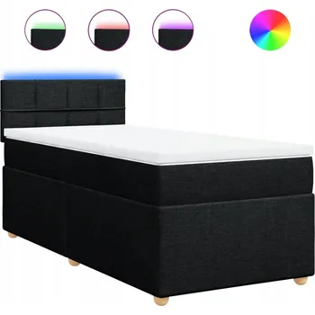 Postel Kontinentální postel s pružinovou matrací, topperem a LED osvětlením, černá 200x90x