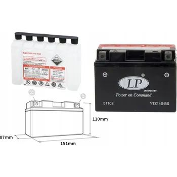 Motobaterie LANDPORT AKUMULÁTOR YTZ14S-BS (MA LTZ14S-BS) 12V 12AH 150X87X110 (GTZ14S) B