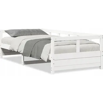 Postel Bílá válenda z masivního borovicového dřeva 207,5 x 87 x 56 cm