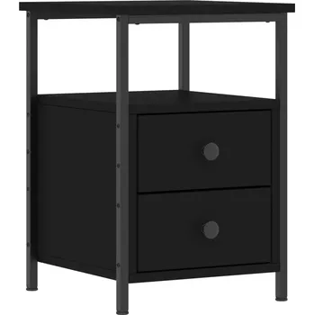 Noční stolek Industriální Noční Stolek z Materiálu na bázi Dřeva a Železa, Černý, 34