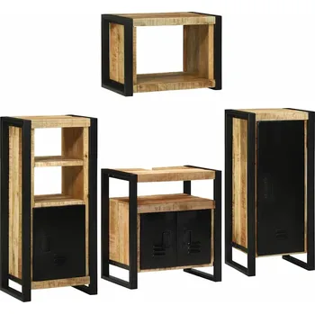 Koupelnový nábytek Sada koupelnového nábytku 4 pcs Hnědá Masivní mangové dřevo Hnědá3305680