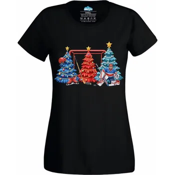 Dámské tričko Dámské tričko Sportovní Vánoce na Ledě (Velikost: XS, Barva: Černá)
