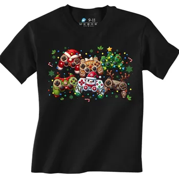 Chlapecké tričko Dětské tričko Vánoční Ozdobené Ovladače (Velikost: 3-4, Barva: Černá)