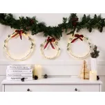 Sada 3 vánočních ozdob bílá jedlové dřevo vánoční věnce s LED světýlky ručně vyrobené tradiční styl Beliani