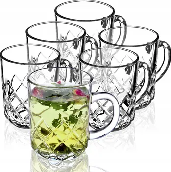 Sklenice SKLENICE NA KÁVU A ČAJ S UCHEM 230 ml SADA SKLENIC HRNEK 6 ks