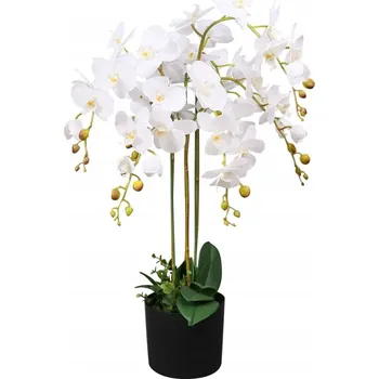 umělá květina Umělá Orchidej Bílá 75 cm, 43 Květů, Listy z Plastu, V Květináči 1