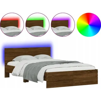 Postel Rám postele s LED podsvícením, hnědý dub, 193 x 145 x 70 cm