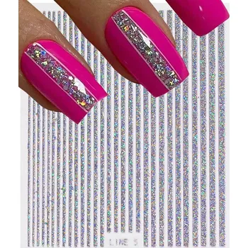 samolepka Samolepky na nehty, samolepící linky, proužky, nálepka, brokát holo