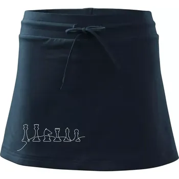 Dámská sukně Šachové figurky v řadě - obrys - Sportovní sukně - two in one - L ( Námořní modrá (velmi tmavá - téměř černá) )