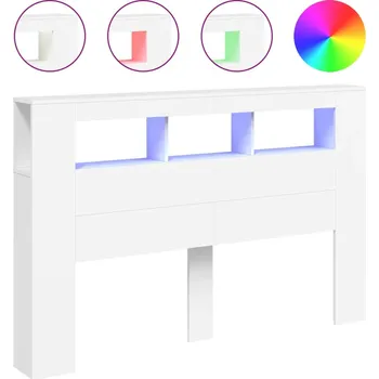 Čelo postele LED RGB s poličkou, bílé, 160x18,5x103,5 cm