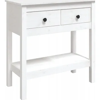 Konferenční stolek Klasický dřevěný konzolový stolek, masivní borovicové dřevo, bílý, 75x35x75 cm