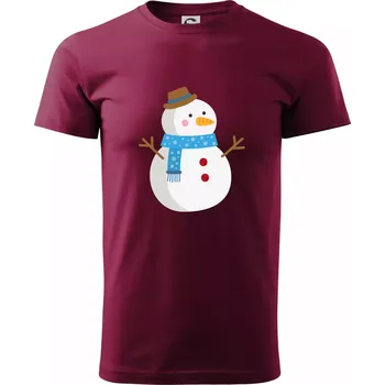 Pánské tričko Sněhulák se šálou - Klasické pánské triko vyšší gramáže - L ( Garnet )