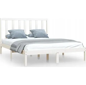 Postel Bílý rám postele z masivního borovicového dřeva 140 x 200 cm