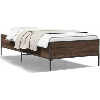 Postel Rám postele 203 x 101,5 x 44 cm hnědý dub, dřevotříska, kov