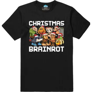 Pánské tričko Pánské tričko Vánoční Brainrot Postavičky (Velikost: M, Barva: Černá)