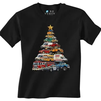 Chlapecké tričko Dětské tričko Vánoční Stromek z Aut (Velikost: 5-6, Barva: Černá)