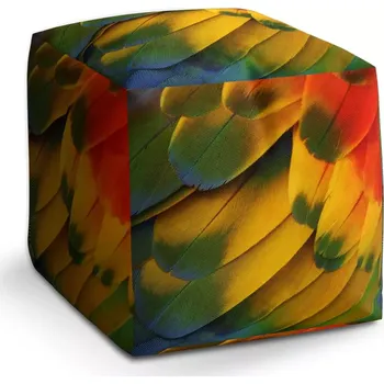 Taburet Sablio Taburet Cube Barevné peří: 40x40x40 cm