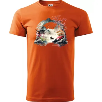 Pánské tričko Sablio Tričko s potiskem Japan - oranžové 2XL