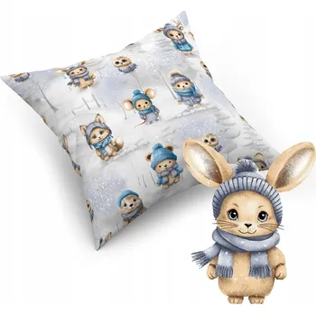 Povlak na dekorativní polštářek Povlak na polštář ZIMNÍ "jasiek" 40x40 cm, Zimní Zvířata Šedá