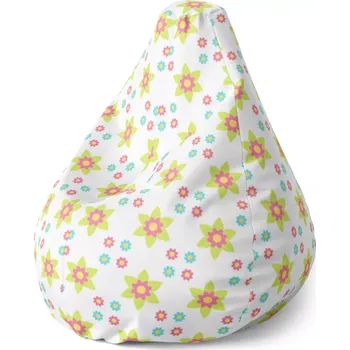 Sedací pytel Sablio Sedací vak Pear Barevné kytičky - 70 x 95 x 15 cm