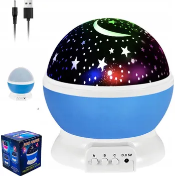 Projekční technika OTOČNÝ NOČNÍ PROJEKTOR S BAREVNÝMI HVĚZDAMI A MĚSÍCEM