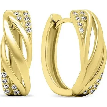 Náušnice Brilio Silver Nadčasové pozlacené kruhy se zirkony EA452Y