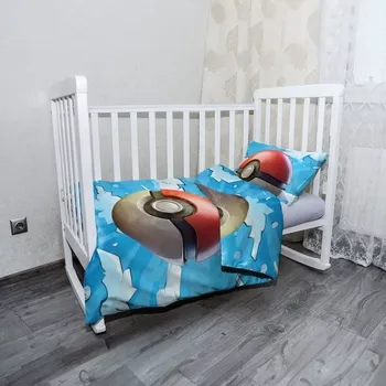 Povlečení Sablio Mikroplyšové dětské povlečení do postýlky Pokemon ball Obloha - 120x90 / 40x60