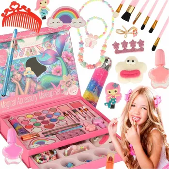 dětské šminky a malovátka Kazeta se sadou líčidel a nehtové kosmetiky mořská panna KX3190 