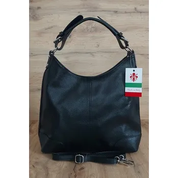 Kabelka Vera Pelle kožená kabelka typu vak z pravé kůže černá