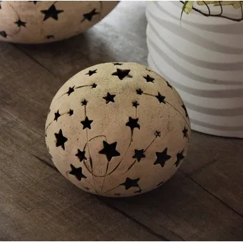 Zahradní dekorace Keramická koule na svíčku s hvězdami a kometami 20 cm