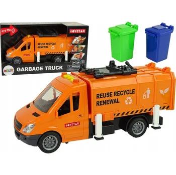 autíčko Oranžový popelářský vůz na setrvačník se zvuky