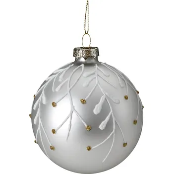 Vánoční ozdoba SKLENĚNÁ VÁNOČNÍ OZDOBA SADA 4KS (FI) 8 CM STŘÍBRNÁ