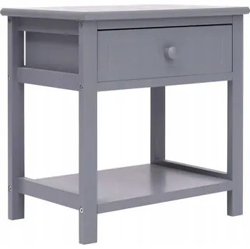 Noční stolek Dřevěný šedý Noční stolek, 40 x 29 x 42 cm, 1 šuplík, 1 police