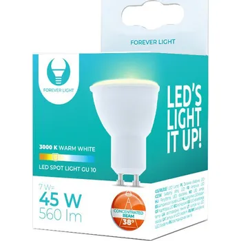 LED žárovka GU10 7W 230V 3000K 90lm 38° Forever Light