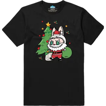 Pánské tričko Pánské tričko Vánoční Santa Labubu (Velikost: M, Barva: Černá)