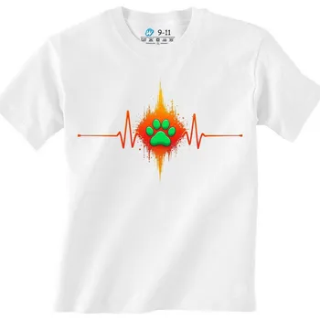 Chlapecké tričko Dětské tričko Oranžový Kardiogram a Psí Tlapka (Velikost: 3-4, Barva: Bílá)