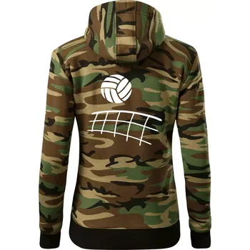 Dámská mikina Volejbalová síť - Dámská mikina trendy zipper s kapucí - L ( Hnědý maskáč )