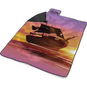 deka Sablio Plážová deka Pirátská loď při západu slunce: 200x140 cm