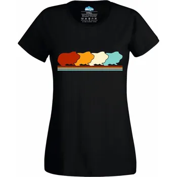 Dámské tričko Retro Morče v Řadě (Velikost: 4XL, Barva: Černá)