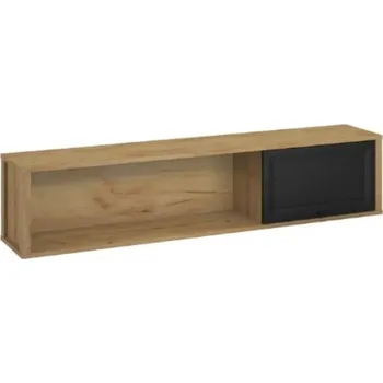 police Velká závěsná skříňka do obývacího pokoje Brent - Mebelbos Dub Craft Zlatý / Černá 150x31 cm