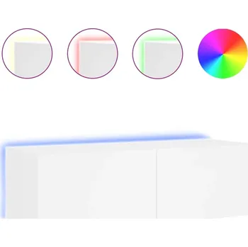 Televizní stolek Závěsná skříňka pod TV s RGB LED osvětlením, bílá, 100x35x31 cm