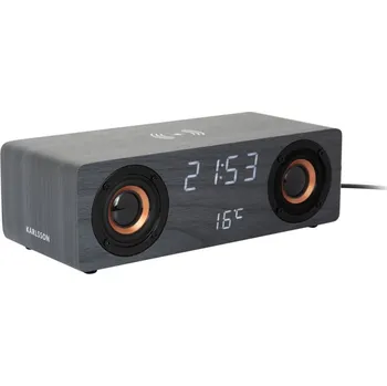 Budík Radiobudík s nabíječkou smartphonů a Bluetooth reproduktorem 6059BK Karlsson 25cm