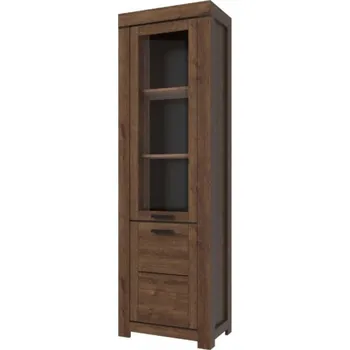 Knihovna Úzká vitrína s policemi do obývacího pokoje Brass - Mebelbos Dub Hnědý 64.5x210 cm