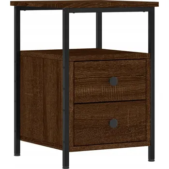 Noční stolek Industriální noční stolek z dřevotřísky, hnědý dub, 34x