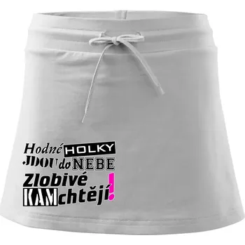 Dámská sukně Hodné holky jdou do nebe, zlobivé kam chtějí! - Sportovní sukně - two in one - S ( Bílá )