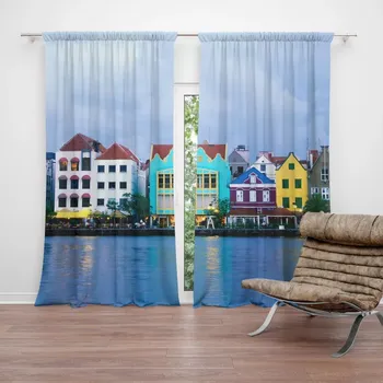 Závěs Sablio Závěs Domky u moře: 2ks 140x250cm