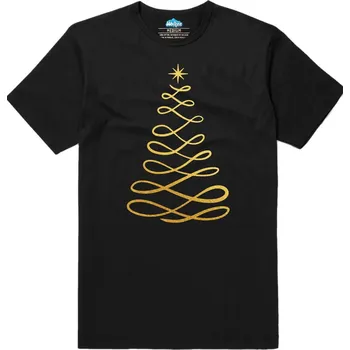 Pánské tričko Pánské tričko Zlatý Vánoční Stromek (Velikost: 4XL, Barva: Černá)