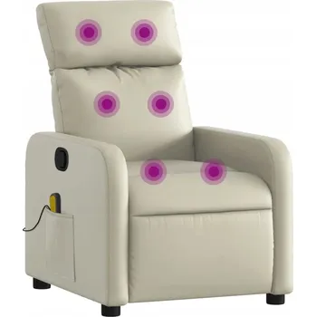 Křeslo Rozkládací Masážní Křeslo s Vibracemi, Krémové, 66x89,5x95,5 cm